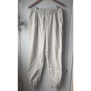 NWT Streetwear Society Beige Faux Leather Joggers